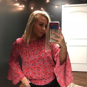 Floral Bell Sleeve Top
